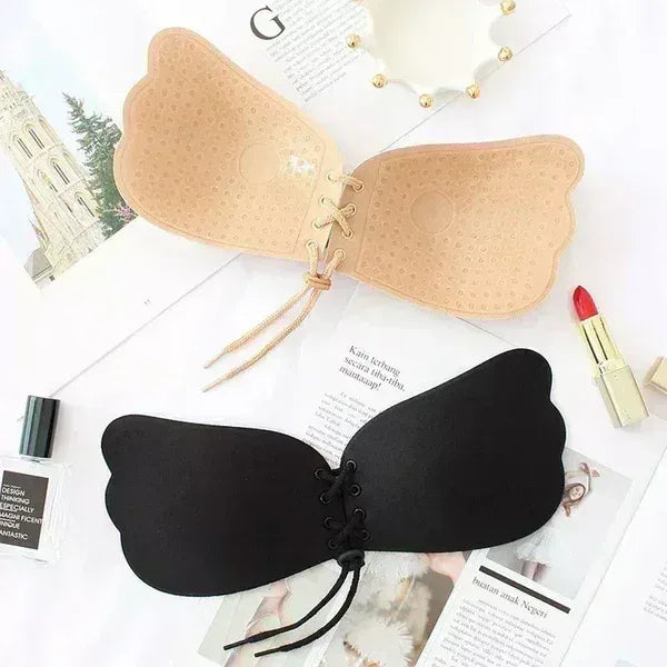FawaQa Butterfly Strapless Bra | Silicon Self Sticky Invisible Bra with Drawstring for Women - FawaQa