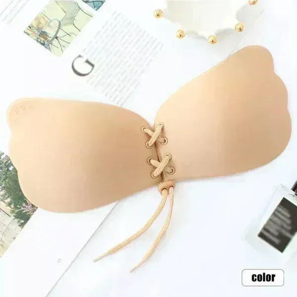 FawaQa Butterfly Strapless Bra | Silicon Self Sticky Invisible Bra with Drawstring for Women - FawaQa