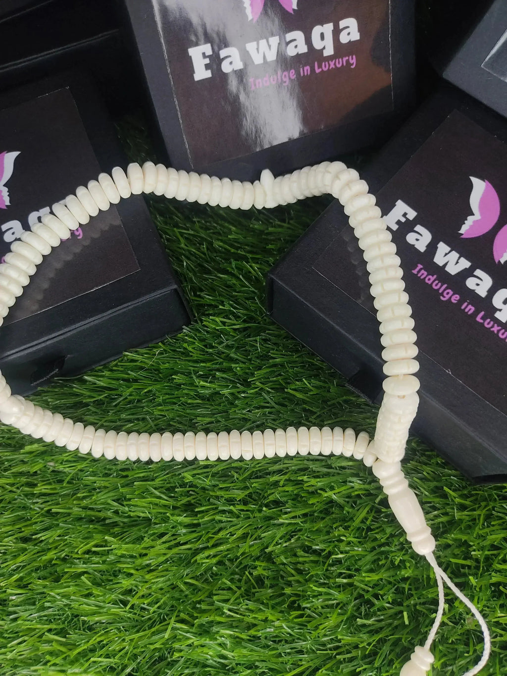 White Bead Natural Material Tasbih | 100 and 33 Beads - FawaQa