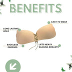 FawaQa Butterfly Strapless Bra | Silicon Self Sticky Invisible Bra with Drawstring for Women - FawaQa