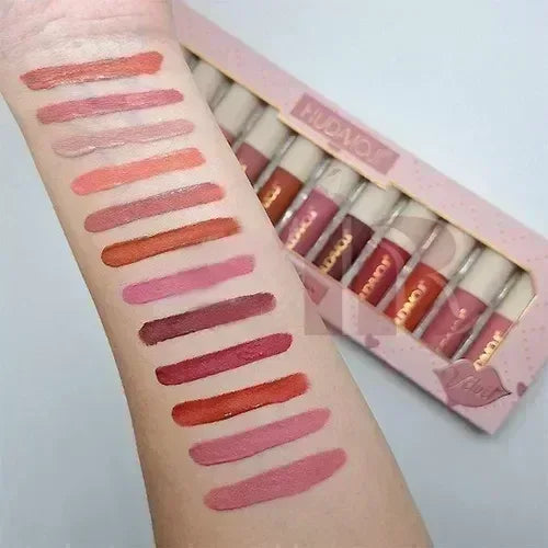 FawaQa | Hudamoji Velvet Long Lasting Lip Gloss 12Pcs Set - FawaQa