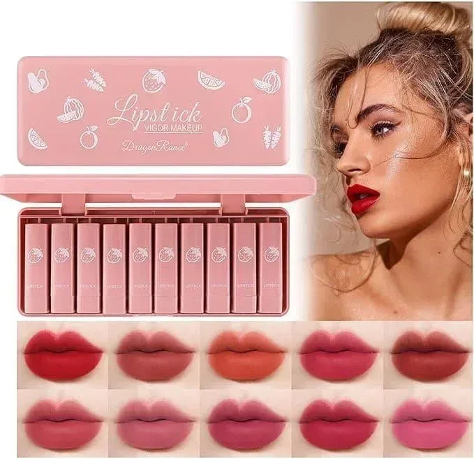 FawaQa | Dragon Ranee Vigor Make Up Matte Lipstick 10Pcs Set - FawaQa