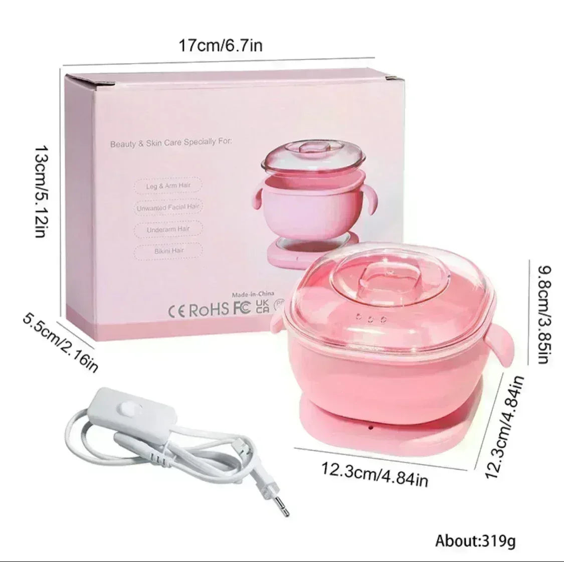 FawaQa | Portable Silicone Wax Bean Warmer, Hair Removal Wax Machine | With 100g Wax Bean Free - FawaQa