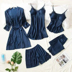 FawaQa | 5 Piece Royal Bridal Silk Night Gown set - FawaQa