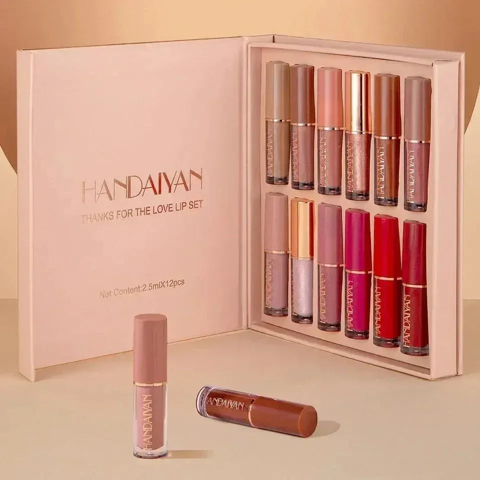 FawaQa | Super Glossy 12-Piece Lip Set | Vibrant Colors and Smooth Finish - FawaQa