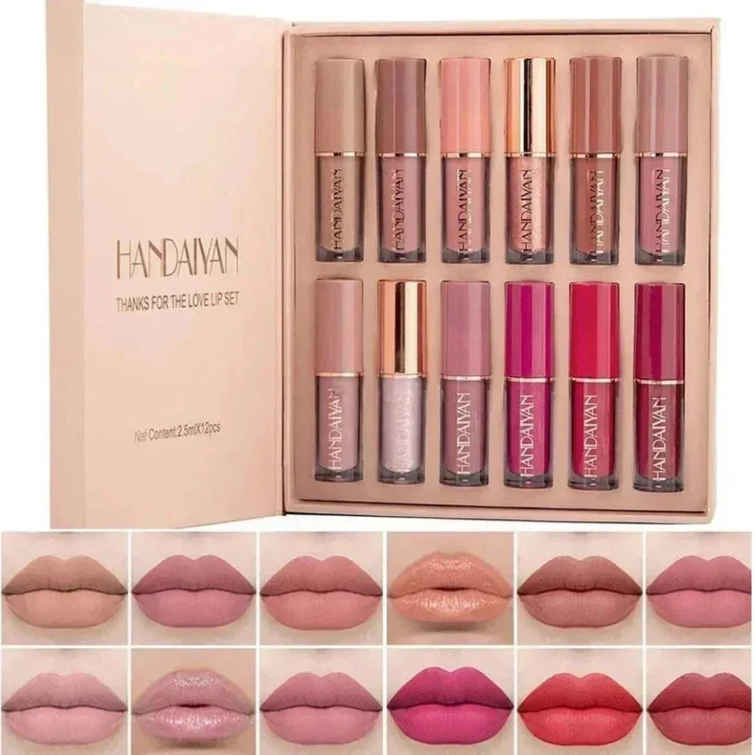 FawaQa | Super Glossy 12-Piece Lip Set | Vibrant Colors and Smooth Finish - FawaQa