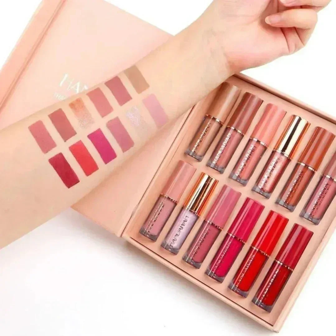 FawaQa | Super Glossy 12-Piece Lip Set | Vibrant Colors and Smooth Finish - FawaQa