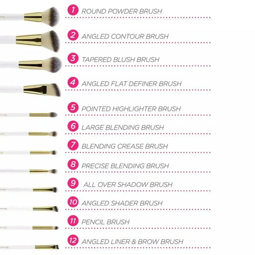 FawaQa | BH Cosmetics | Pink Studded Elegance 12 Piece Brush Set with a Brush Stand - FawaQa