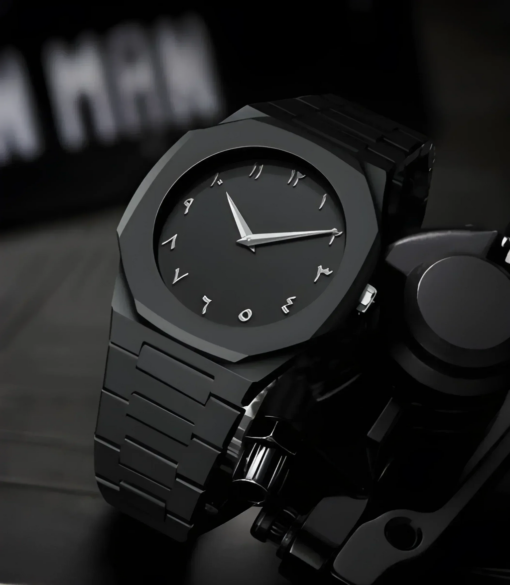 FawaQa | Black Arabic Aura Premium Wristwatch - FawaQa